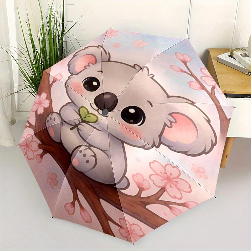 

1pc Cute Koala on the Tree Pattern Fashion Umbrella, Fashionable, High-Value Folding Umbrella, a Must-Have for Summer, 8-Rib Durable Iron Frame, Tri-F