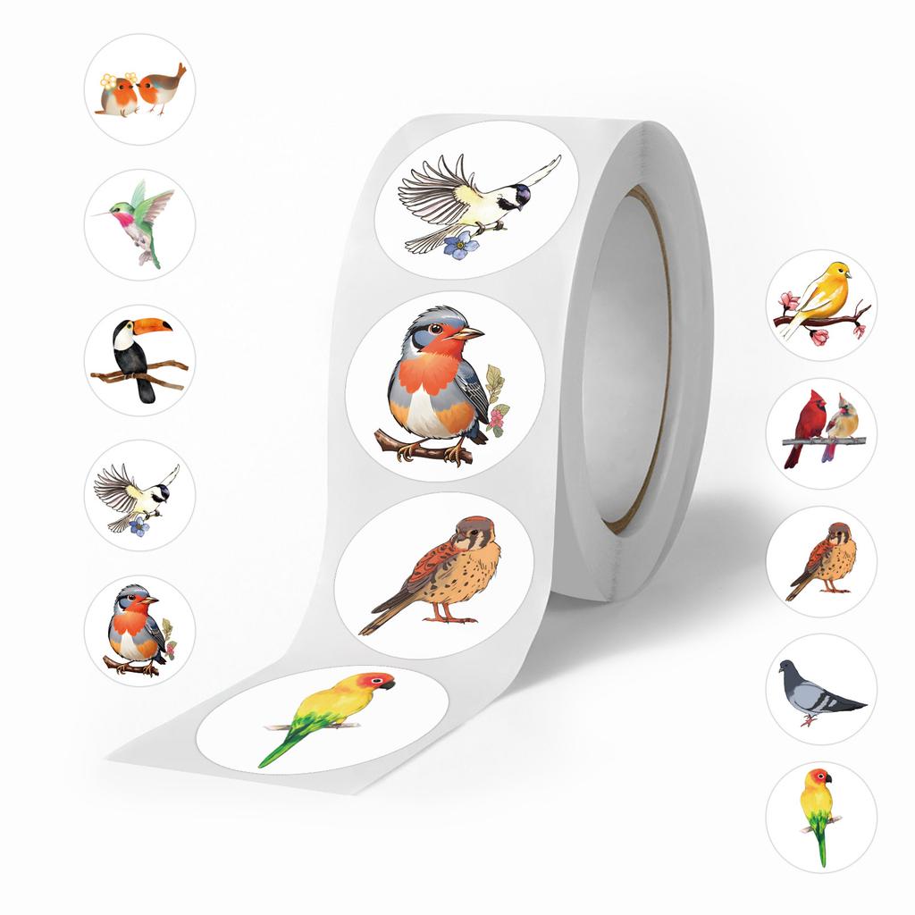 500 Stickers/roll Cartoon Animal Bird Roll Stickers Reward Stickers Creative Handbook Rolls Personalized Tape