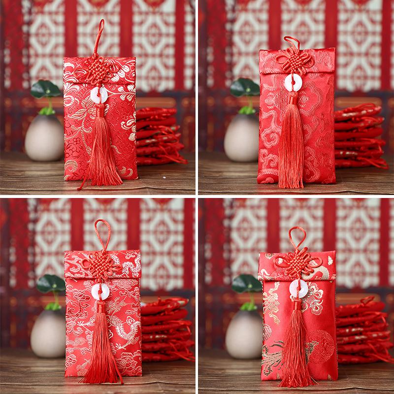 2026 New Year Red Packets Birthday Brocade Money Bag Wedding Red Envelopes Dragon Phoenix Spring Festival Blessing Lucky Gift