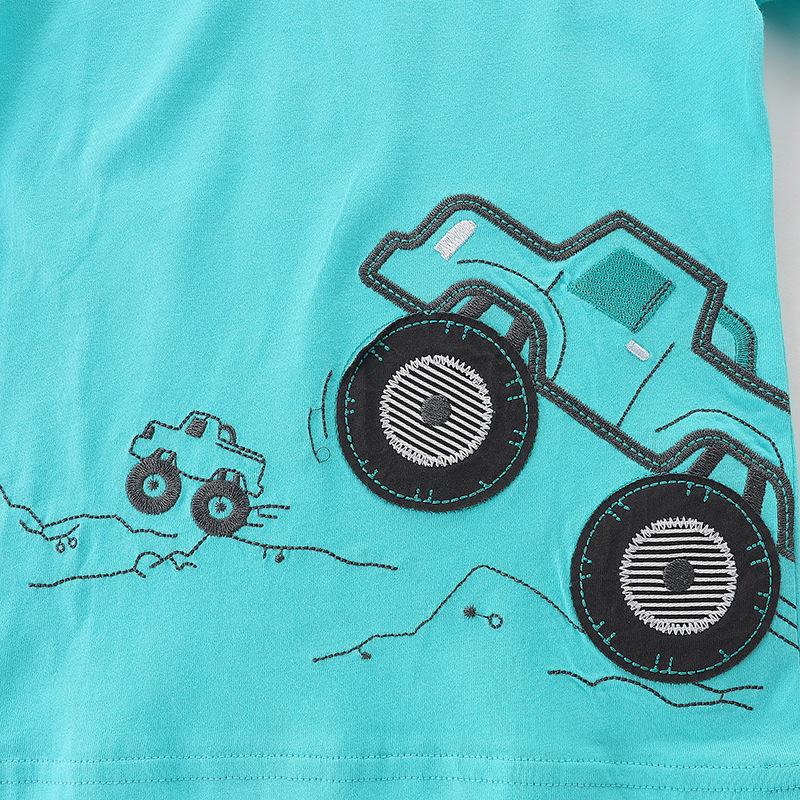 Summer Boys' European & American Style Short-Sleeve T-Shirt & Knitted Cotton Shorts Two-Piece Set