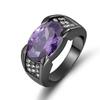 Hip -Hop 14k Black Gold Natural Amethyse Jewelry Ring Anillos De Obsidian Wedding Sapphire Bizuteria Women Men Obsidian Ring Box