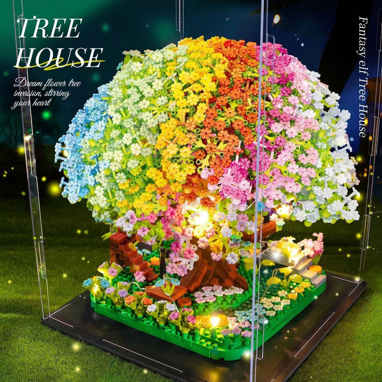 

Сумісний з Лего Набір будівельних блоків «Райдужний будиночок на дереві з квітами сакури» для дітей