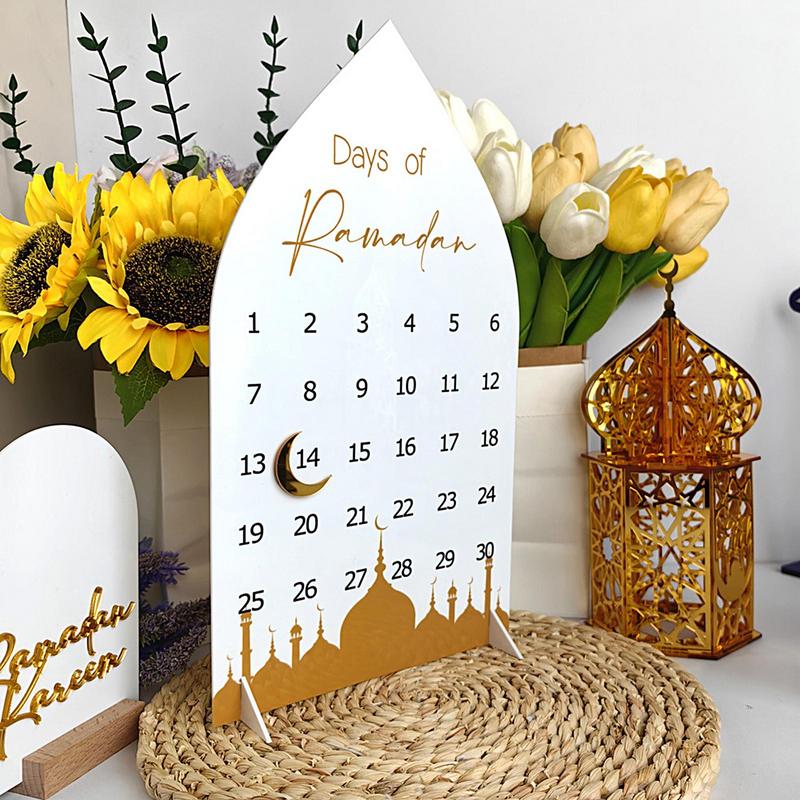 Ramadan Advent Countdown Calendar Acrylic Eid Advent Calendars 2025 Eid Mubarak Table Decor Crescent Castle Design Ornaments