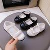 Girls School Shoes Black White Matte Kids Princess Shoes with Simple Bow 2025 New Children Flat Shoes Round Toes Soild Color