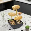 Yousheng Gold Tabletop Water Fountain 3-Tier Waterfall Fountain with Light Indoor Lotus Desktop Small Fountain with Rocks for Zen Home Office Bedroom