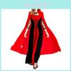 Atemberaubendes Rot-Schwarzes Vampir-Cosplay-Kostüm Für Halloween-Partys Mit Umhang Für Damen