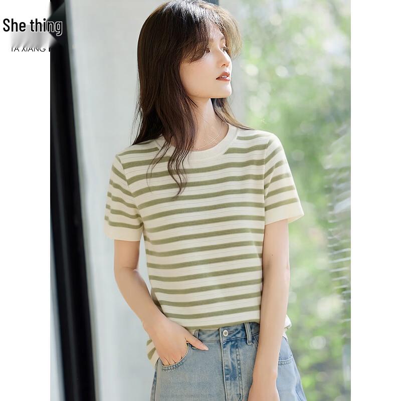 Women's Retro Striped Knit T-Shirt