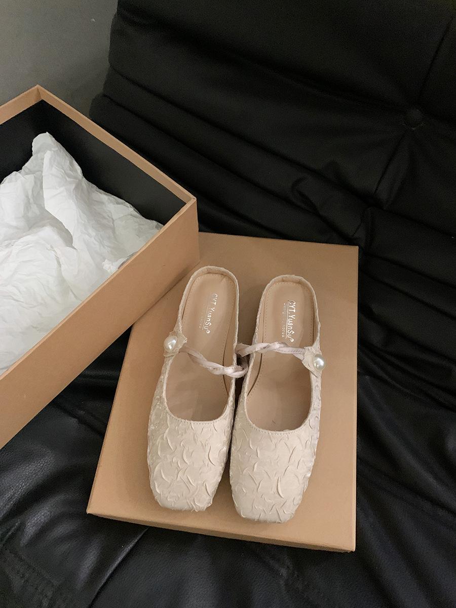 

French half slippers children s new summer 2025 explosion new Chinese beautiful sandals flat bag head silver sandals 40 розовый