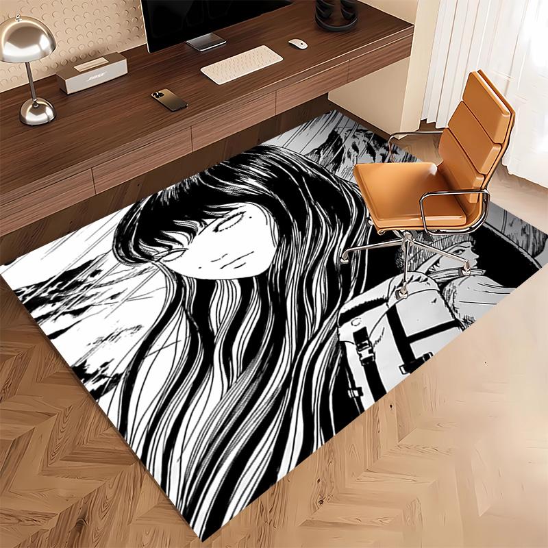 1pc Thriller Manga Junji Ito Tomie Print Area Rug - Soft, Washable Non-Slip Indoor Mat, Living Room, Home Office Decorative Rug,Office Decorative