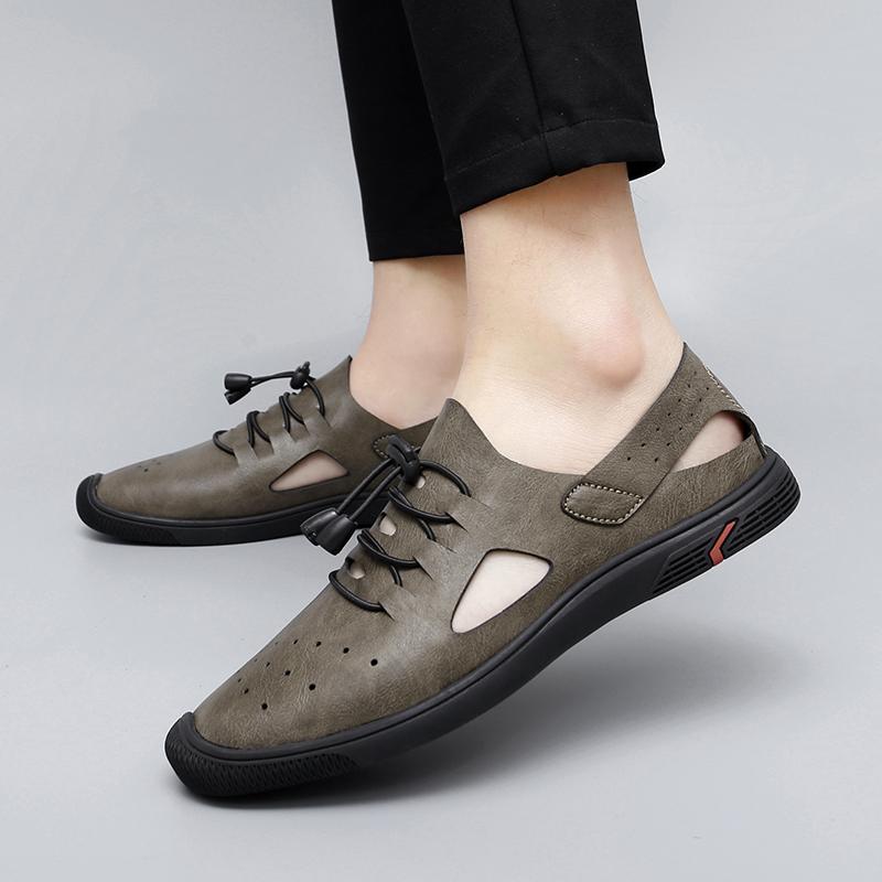 2024 Summer Sandals Men Leather Classic Roman Sandals Slipper Outdoor Sneaker Beach Rubber Flip Flops Men Water Trekking Sandals