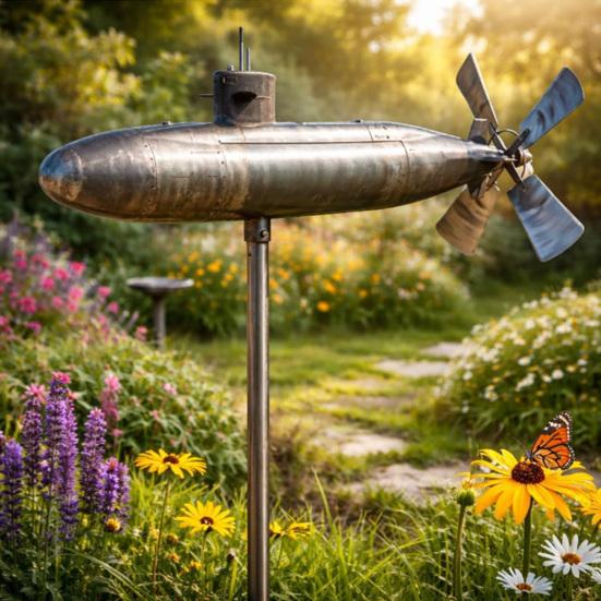 Wind Spinner for Outside Big Foot Riding Motorcycle/Truck/Airplane Metal Rotatable Yard Windmill