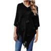 Women's Fashion Temperament Casual Hair Ball Fringe Cape Sweater Bucket Coat