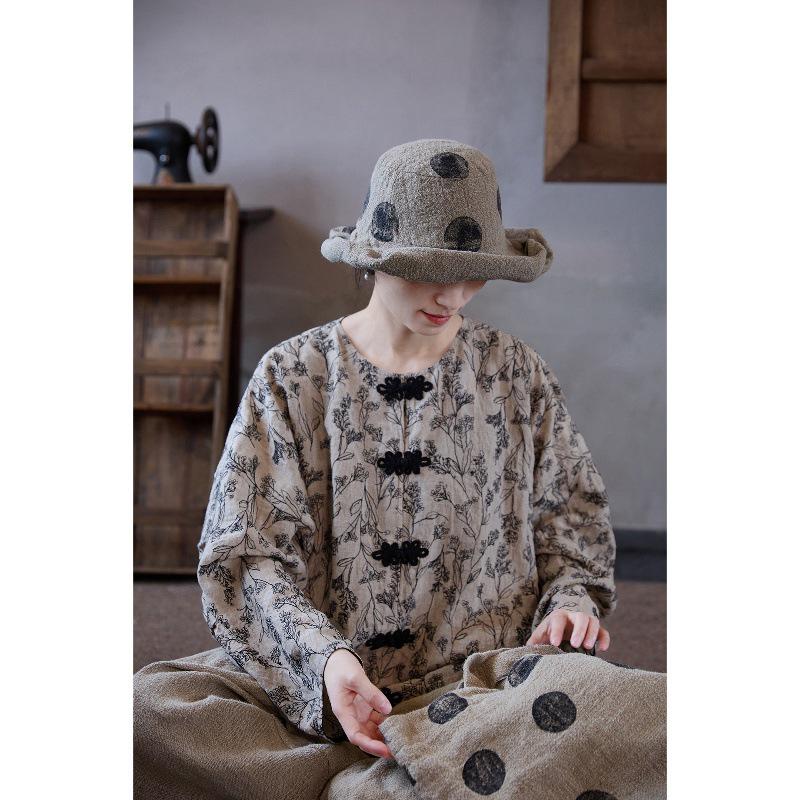 Highly Recommended Retro Floral Embroidery Lightweight Shirt - Autumn Chinese Style