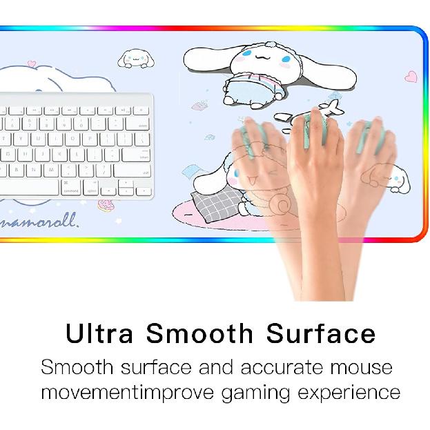 11.8 X 31.4 Kitty RGB Mousepad Led Mouse Pad, Kitty Large RGB Gaming Mouse Pad, Office Desk Mat Non-Slip Rubber Base Mouse Pads (Blue)