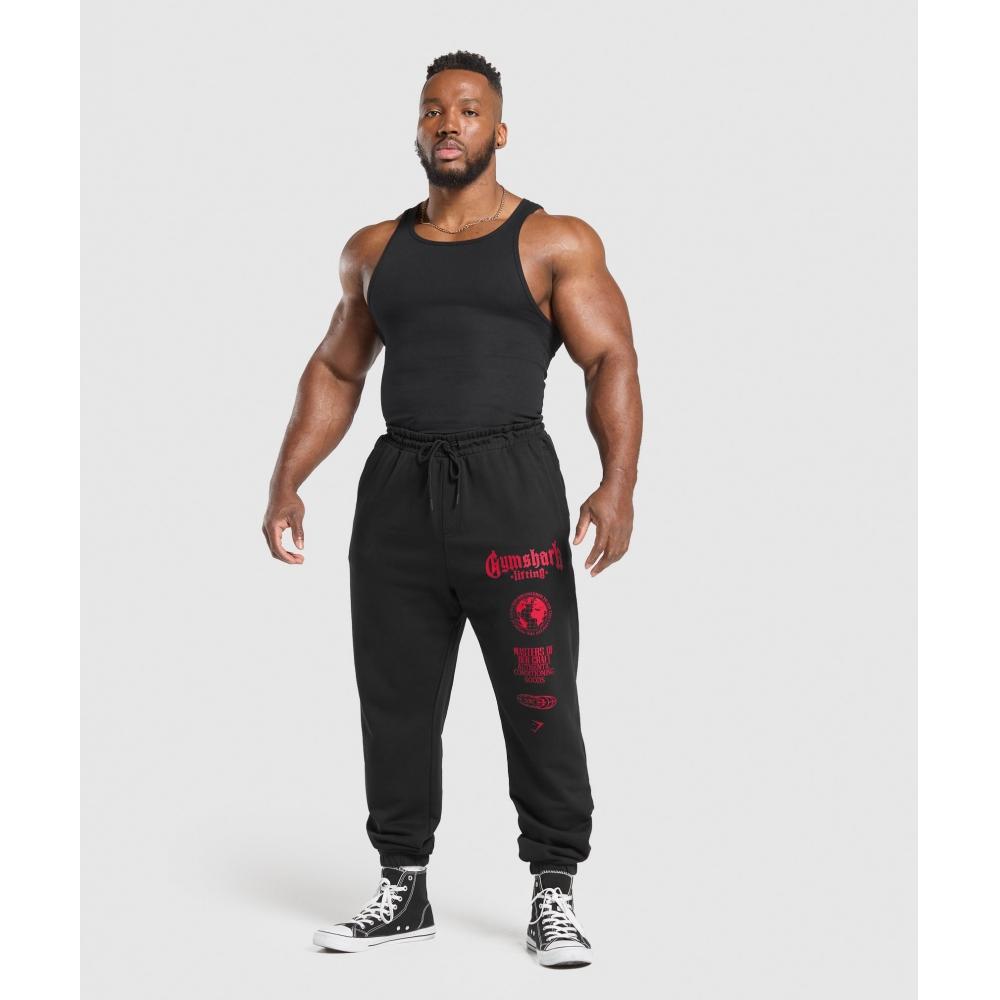 Gymshark Global Lifting Oversized Essential Joggers Black Conditioning Red A5a8k Bc1d
