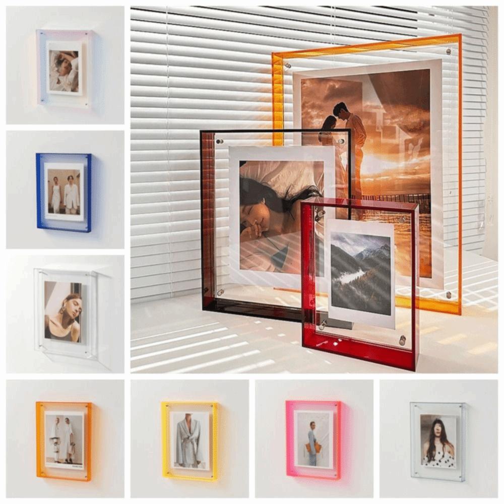 Transparent Colorful Square Photo Frame Acrylic Picture Frame Ornaments  Living Room