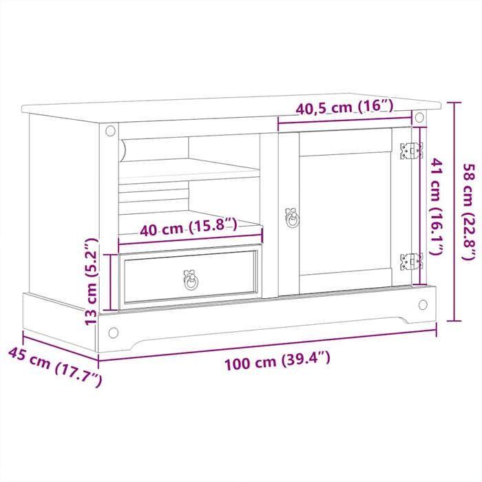 VidaXL Meuble TV Corona 100x45x58 cm bois de pin massif, banc TV, meuble hifi, centre de divertissement, buffet TV, meuble 4005669
