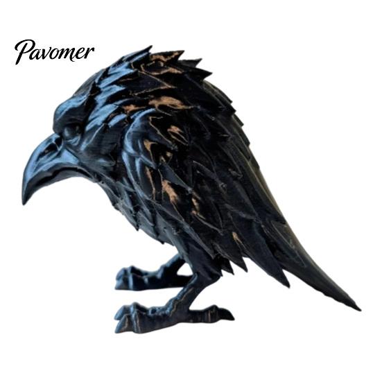Small Bird Statues for Shelf 3D Printed Crow Ornament, Realistic Gothic Black Raven Unique Holiday Gifts Friends Figurine, Halloween Theme Bookshelf