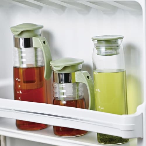 HARIO Cold Brew Tea Pot with Basket Mesh, 1200ml Capacity, Smoky Green, Heat-Resistant Glass, Boiler and Dishwasher Safe, Made In Japan, HCC-12-SG