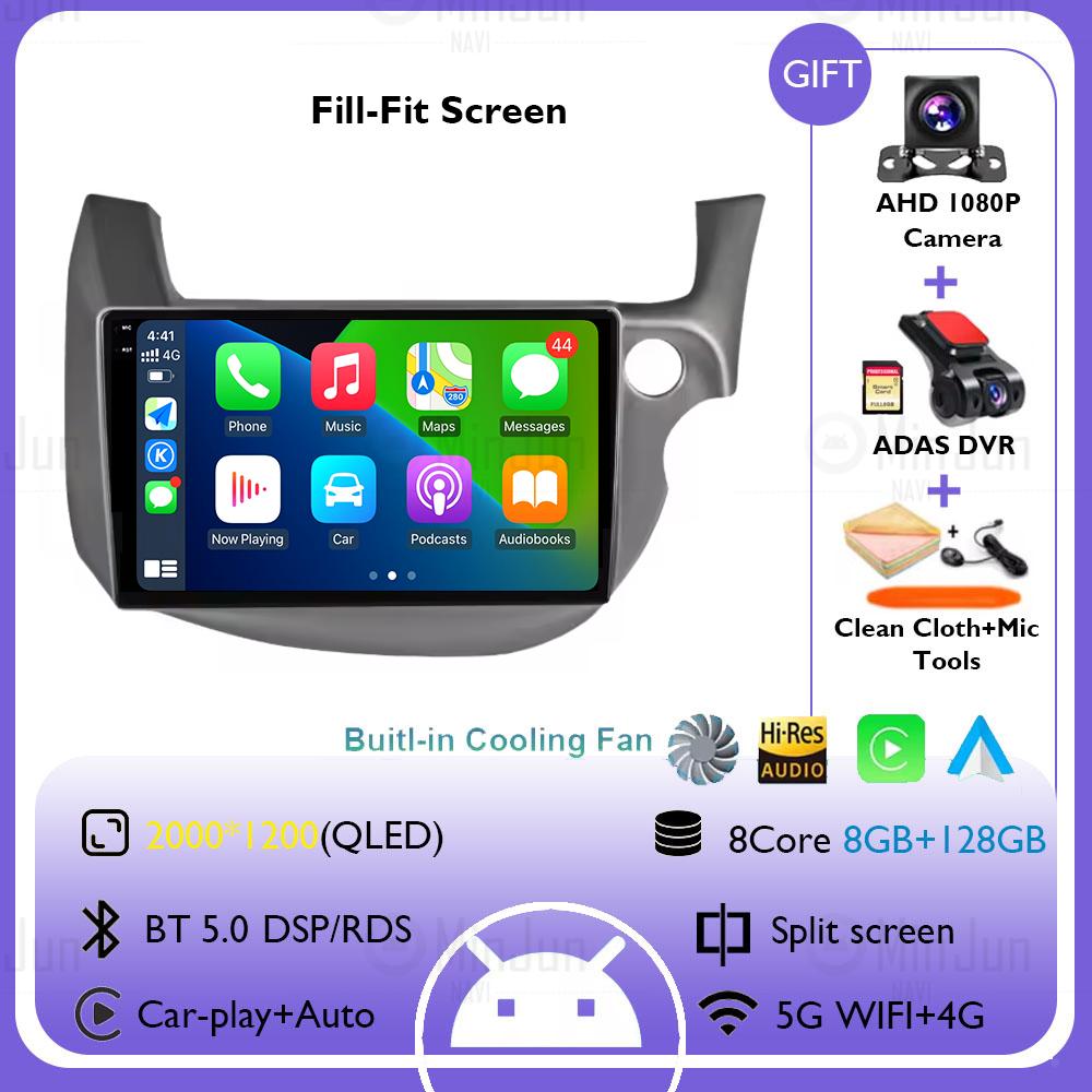 Android 14 Car Radio For HONDA FIT JAZZ 2007-2014 Right Hand Drive Carplay Auto Multimedia Video Player Split Screen Head Unit