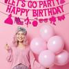 Let's Go Party Happy Birthday Banners for Women, Hot Pink Princess Banners for Girl Doll Theme Party Ladies Birthday, Cute Photo Backdrop, 21st Bday
