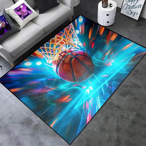 Creative Sports Area Rug Healthy ExerciseTeen Fantastic Basketball Enthusiast Carpet for Home Decor Kid Room ,Etc.