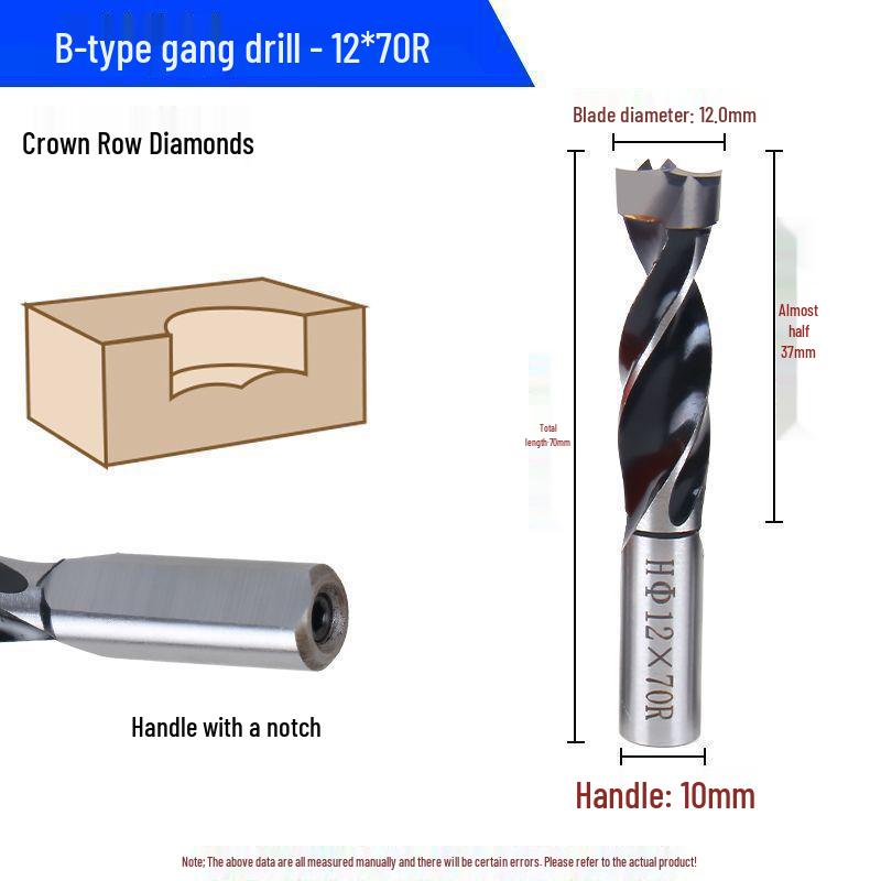 Advanced Six-Sided Woodworking Drill Bit Set: Four-Flute Crown, Row, Hole Opener, Panel Saw, Hinge Hole.