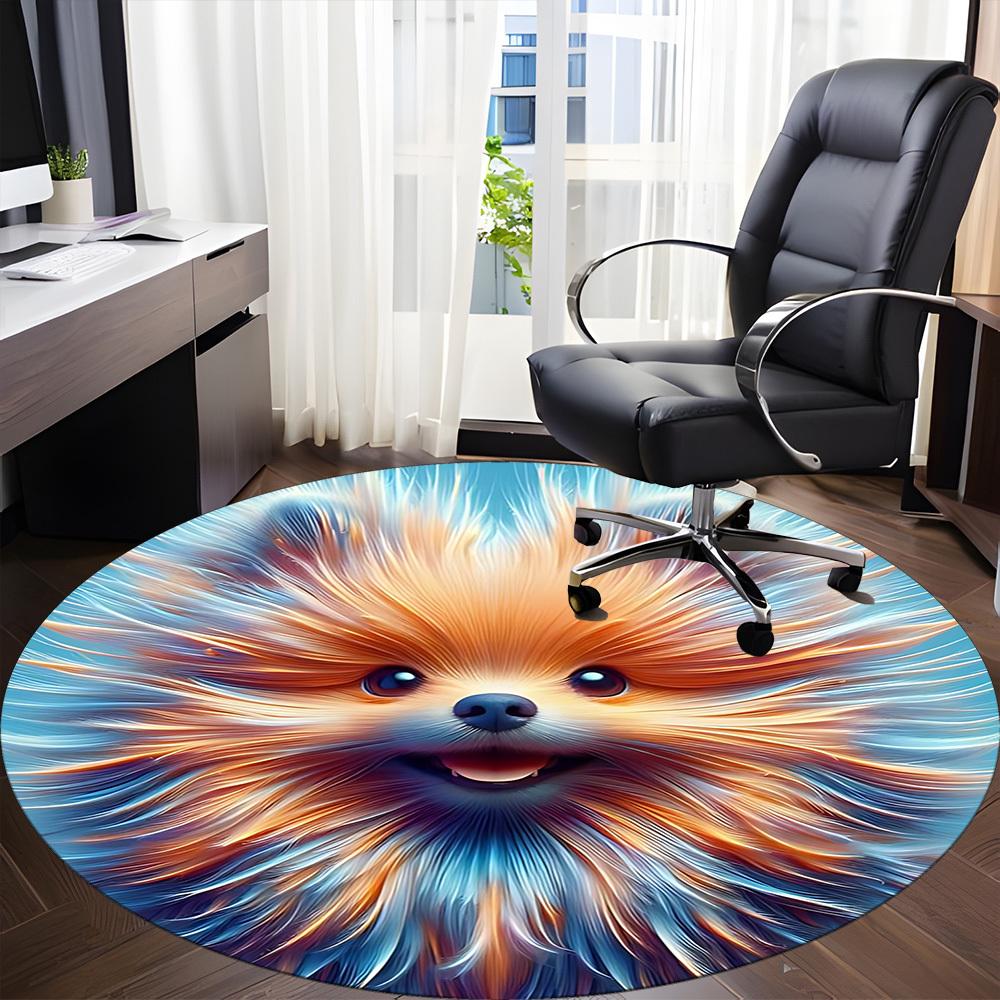 

1pc Pomeranian Art Carpet for Office Non-Slip, Round Carpet, Soft & Comfortable, Carpet for Office, Round Floor Mat yy251225100 80cm by 80cm