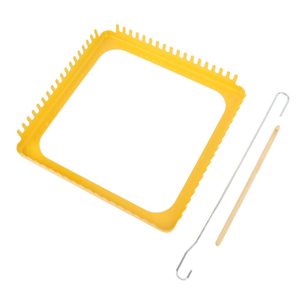 Weaving Loom Kit Yellow Metal 18 Teeth Square Weaving Frame for Tapestries Scarves Hats