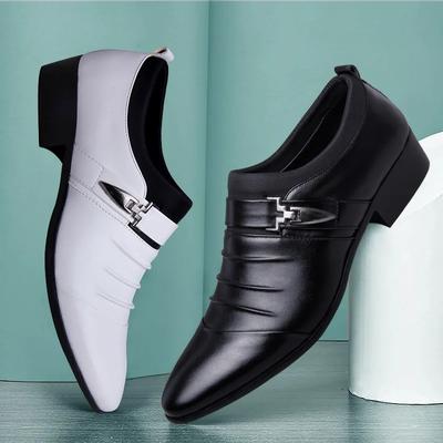 Classic Mens Dress Shoes Slip On PU Leather Shoes for Men Plus Size Point Toe Business Casual Male Formal Shoes for Wedding 2024