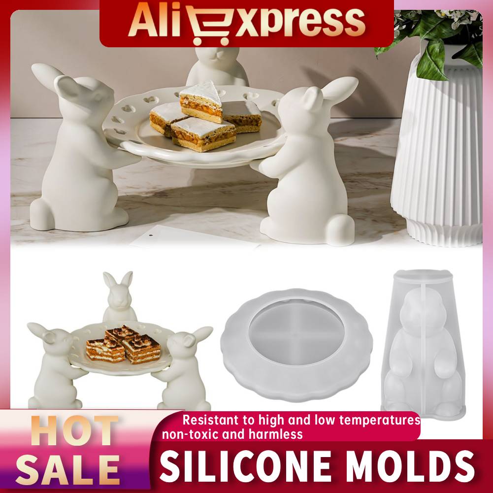 DIY Silicone Rabbit Molds Ornament Epoxy Molds Plaster Gypsum Tray Epoxy Moulds for Home Decor & Candle Making Wave Spiral Molds