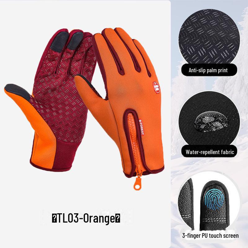 

Водонепроницаемые зимние перчатки для мотоциклистов с сенсорным экраном для мужчин и женщин - Теплый бархат, для езды на открытом воздухе L оранжевый