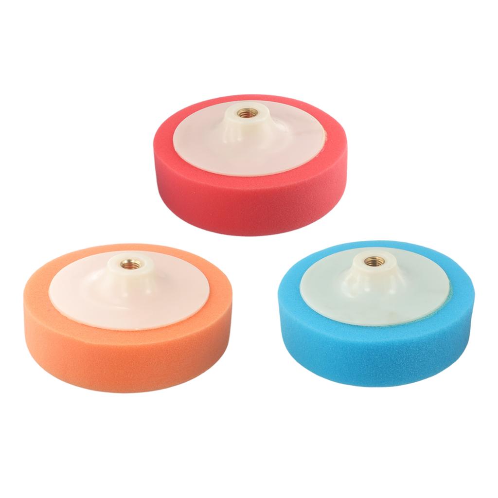 3pcs For M14 Thread Polishing Sponge Head Round 6in 150mm Car Polishing Heads Mop Pads Sponge Soft Foam Buffing Abrasive Tools