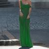 European and American Style Sexy Backless Swing Collar Diagonal Off-the-shoulder Dress High-end Sense Satin Niche Design Sense Dress Long Dress Women