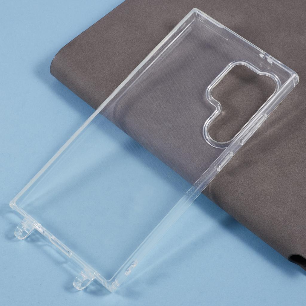 For Samsung Galaxy S23 Ultra Case TPU 1.8mm Clear Phone Cover with Lanyard Holes