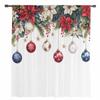 Christmas Ball Snowflakes Poinsettia Sheer Curtains for Living Room Decoration Window Curtains Kitchen Tulle Voile Curtains