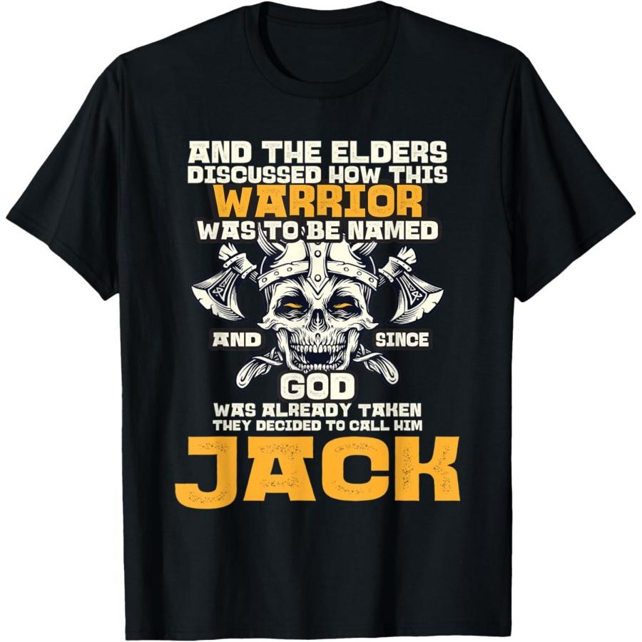 

Mens A Warrior Named Jack I Viking Custom Name Men Apparel T-Shirt XXXXXL чорний
