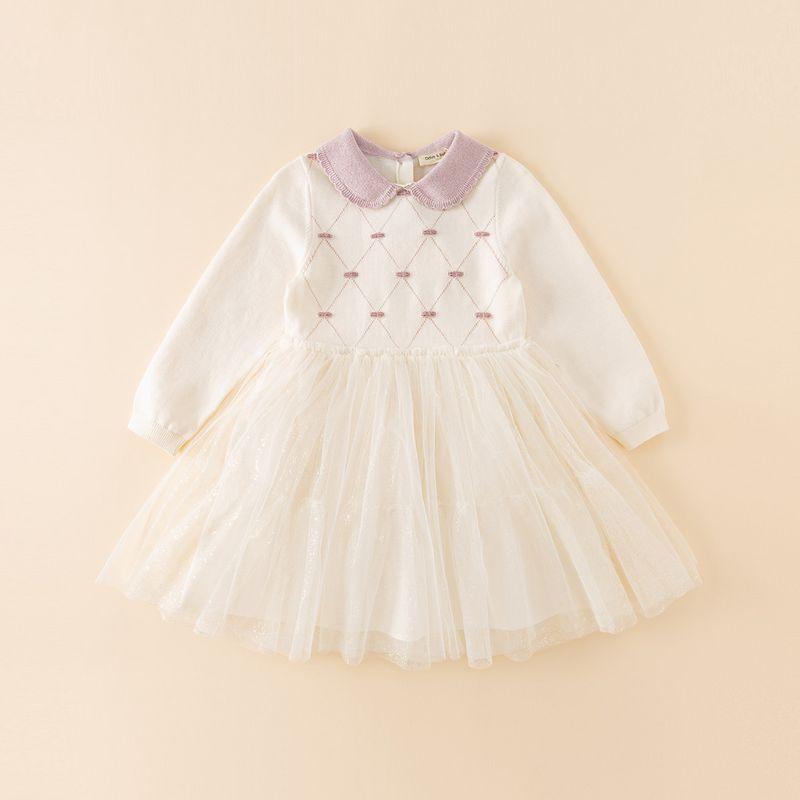 David Bella Girls  Dress Children s Skirt Mesh Princess Dress Spring Big Girl Sweet Girl Clothes Children s Clothing Frost White [Ready Stock] 120
