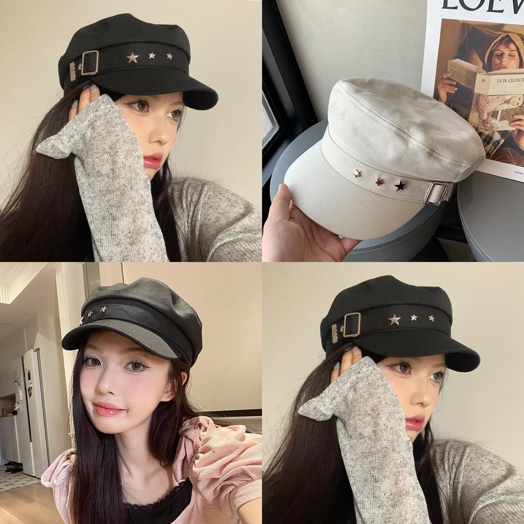 Stylish 2024 Black And Beige Beret Hat For Women With Embroidery And Casual Design