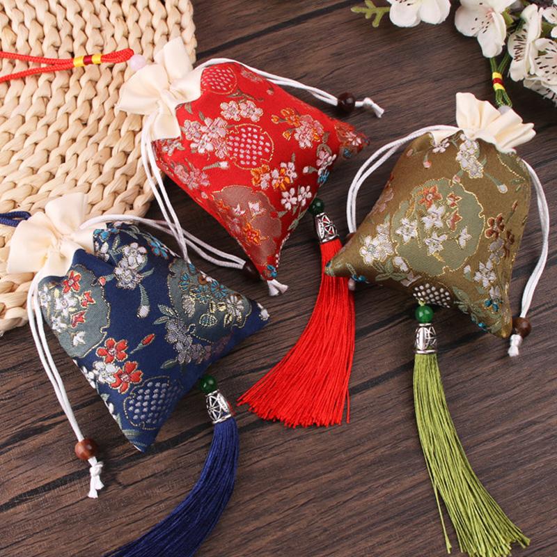 1PC Embroidery Jewellery Bag Flower Satin Reusable Storage Pouches Elegant Gift Bags Traditional Brocade Drawstring
