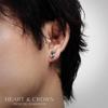 [Shinjuku Gin No Kura] Heart Crown Stud Earring (Single Earring) - Crown Style, 925 Sterling Silver, Gothic, Gothic Lolita Style, Small