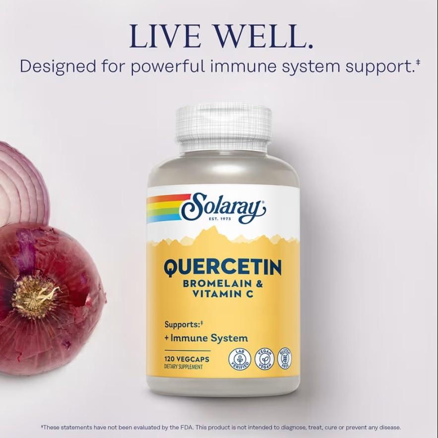 SOLARAY Quercetin Bromelain & Vitamin C Veggie Capsules, 60 Count