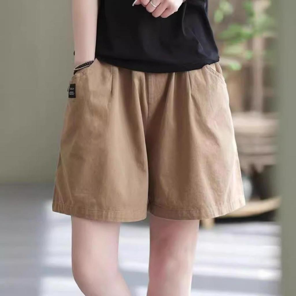 2025 Women's Summer Wide-Leg Cotton Shorts: Loose, Large, Slim-Fit, Versatile, Fashionable, Literary, Five-Point Casual Design