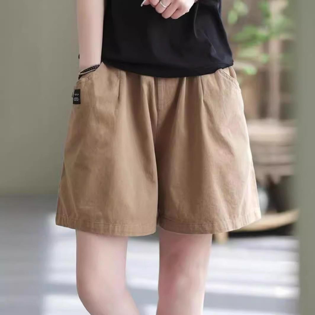 

Женские летние шорты из хлопка с широкими штанинами 2025 года: Свободный, Большой, Облегающий, Универсальный, Модный, Литературный, Пятиточечный Повседневный Дизайн L