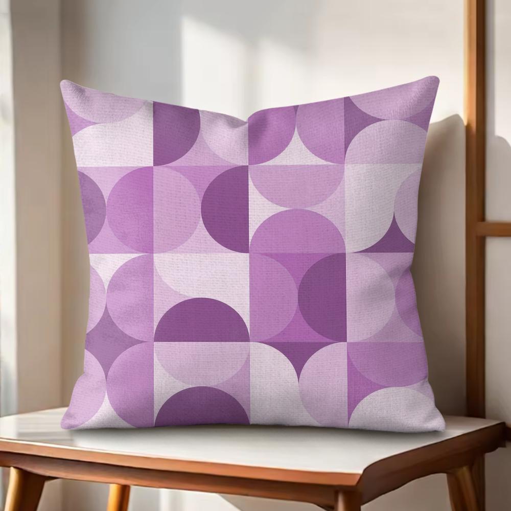 

Purple geometric art Cushion Cover Natural Linen Organic Fabric DoubleSided Printing Couch Pillow Covers Home Decor 30x30cm