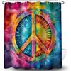 Peace Symbol Shower Curtain, 72x72 inch Polyester, Colorful Watercolor Tie Dye Hippie Peace Sign Bathroom Shower Curta Decor Set with 12 Hooks