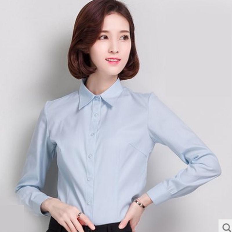 New Women's Spring & Summer White Long-Sleeve Professional Shirts In Plus Sizes