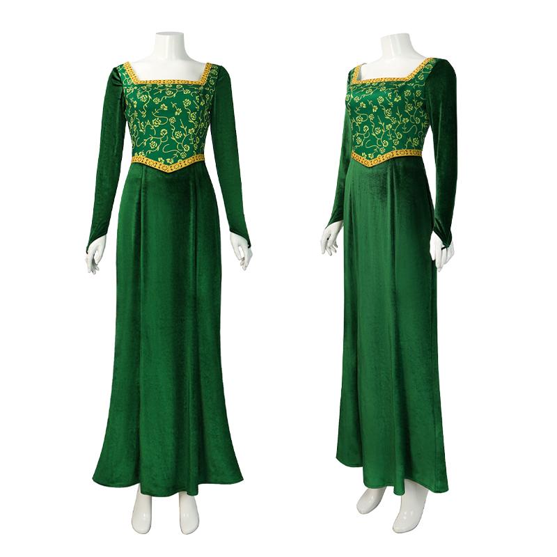 Film Shrek Cosplay Kostüm Prinzessin Fiona Grünes Kleid Perücke Karneval Fantasy Party Anzug Rollenspiel Halloween Kostüme für Frauen