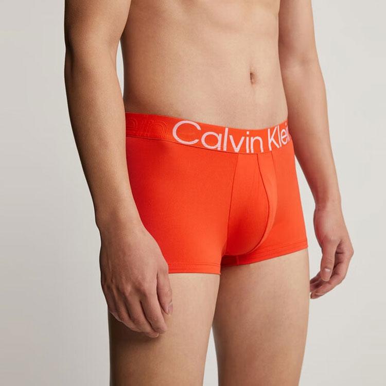 Calvin Klein Logo Bestickte Hüft-Boxershorts Herrenunterwäsche Lebhaftes Orange NB3455-3CI
