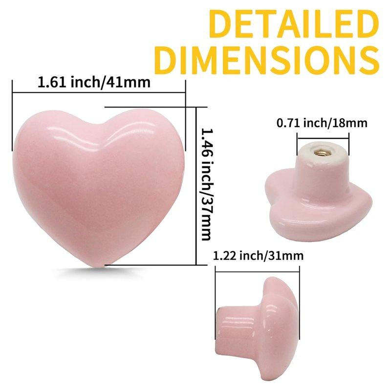 A25F- Drawer Pulls Heart Shaped For Girls Bedroom, 12 Pcs Cabinet Knobs Kids Furniture Decorative